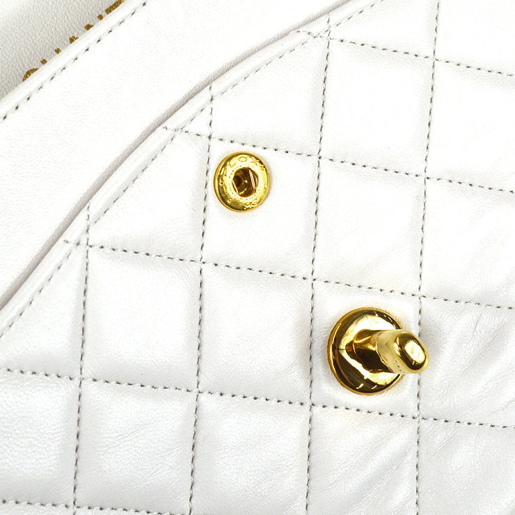 Chanel 1989-1991 White Lambskin Medium Classic Double Flap Bag