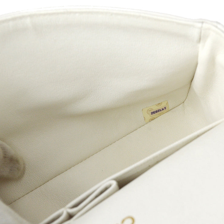 Chanel 1989-1991 White Lambskin Medium Classic Double Flap Bag