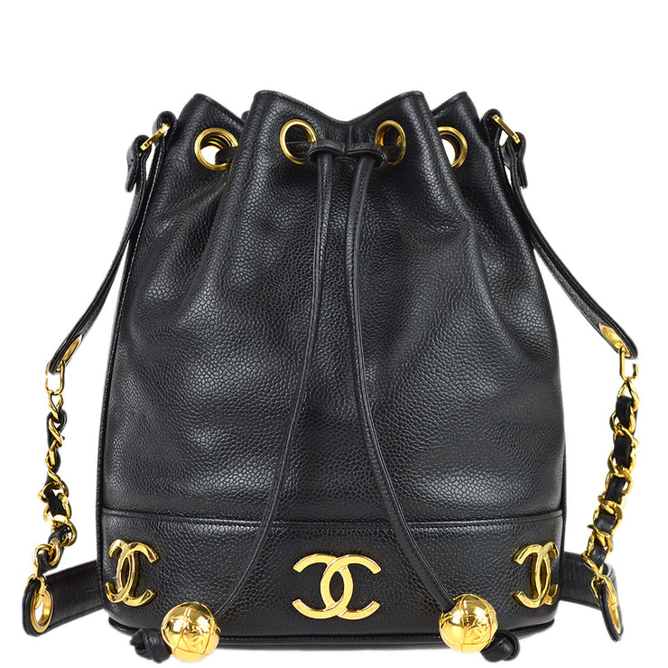 Chanel Triple CC Bucket Shoulder Bag Black Caviar – AMORE Vintage