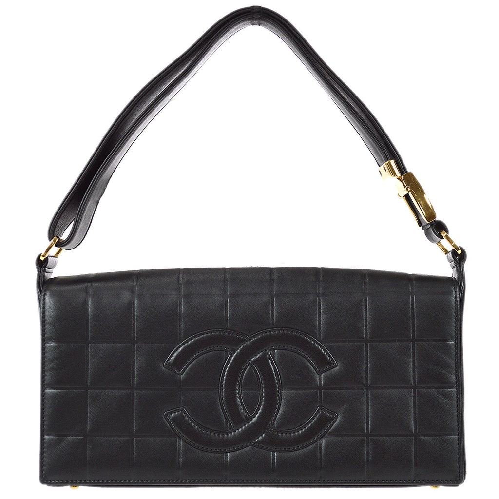 Chanel Choco Bar Shoulder Bag Black Lambskin – AMORE Vintage Tokyo