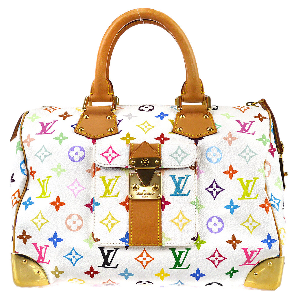 LOUIS VUITTON Monogram Multicolor Speedy 30 Hand Bag White M92643