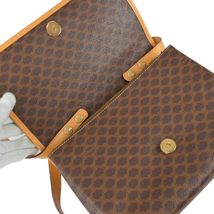 CELINE Macadam Pattern Shoulder Bag Pochette Brown From Japan