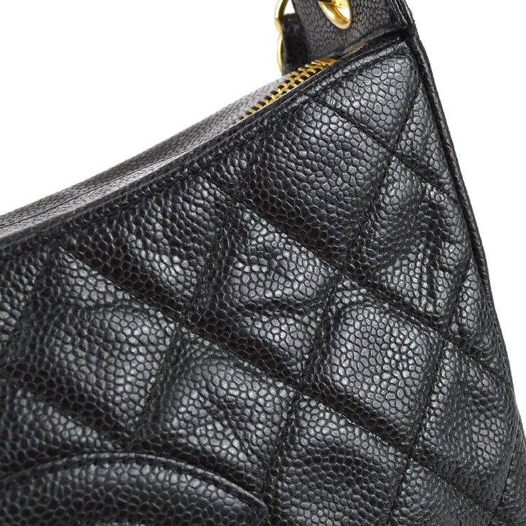 Chanel 2004-2005 Hobo Chain Handbag Black Caviar
