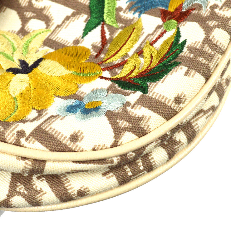 Christian Dior 2005 Embroidered Trotter Saddle Handbag Ivory