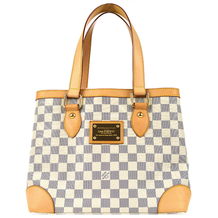 Authentic Louis Vuitton Hampstead PM tote Hand Bag Damier Azur