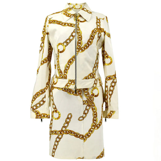 Celine 2000s Chain Print Skirt Suit #38