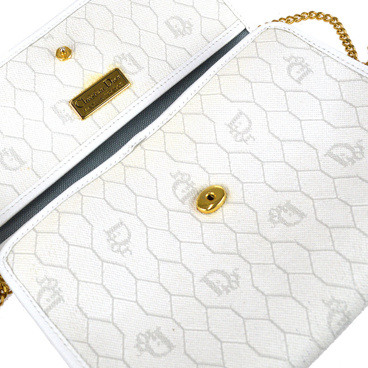 Christian Dior shoulder bag white leather honeycomb pattern