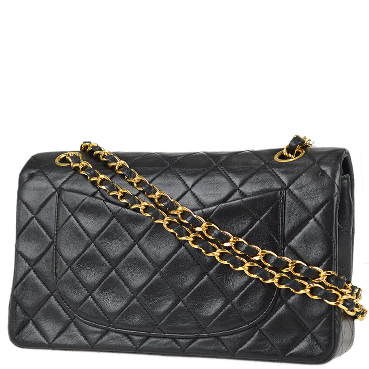 Black Chanel Small Classic Lambskin Double Flap Shoulder Bag