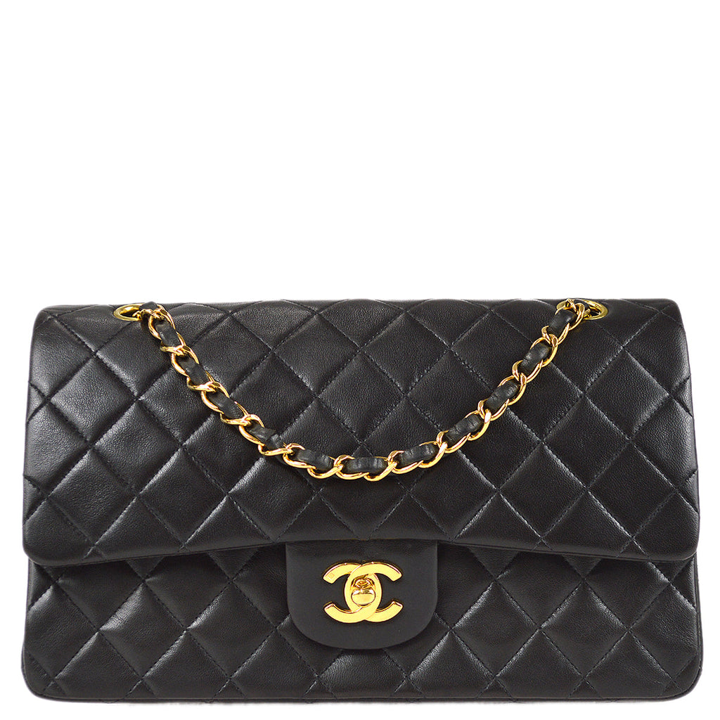 Chanel 1997-1999 Black Lambskin Medium Classic Double Flap Bag