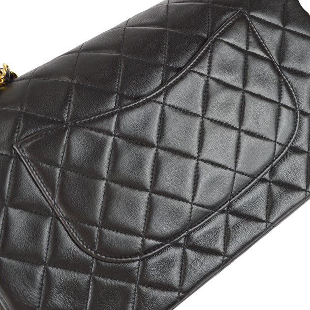 Chanel 1997-1999 Black Lambskin Medium Classic Double Flap Bag