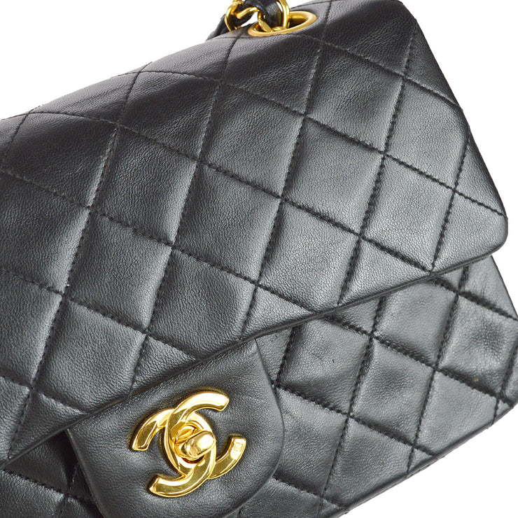 Chanel Black Lambskin Choco Bar Single Flap Shoulder Bag