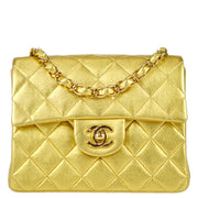 Chanel 2001-2003 Gold Lambskin Mini Classic Square Flap Shoulder Bag 17