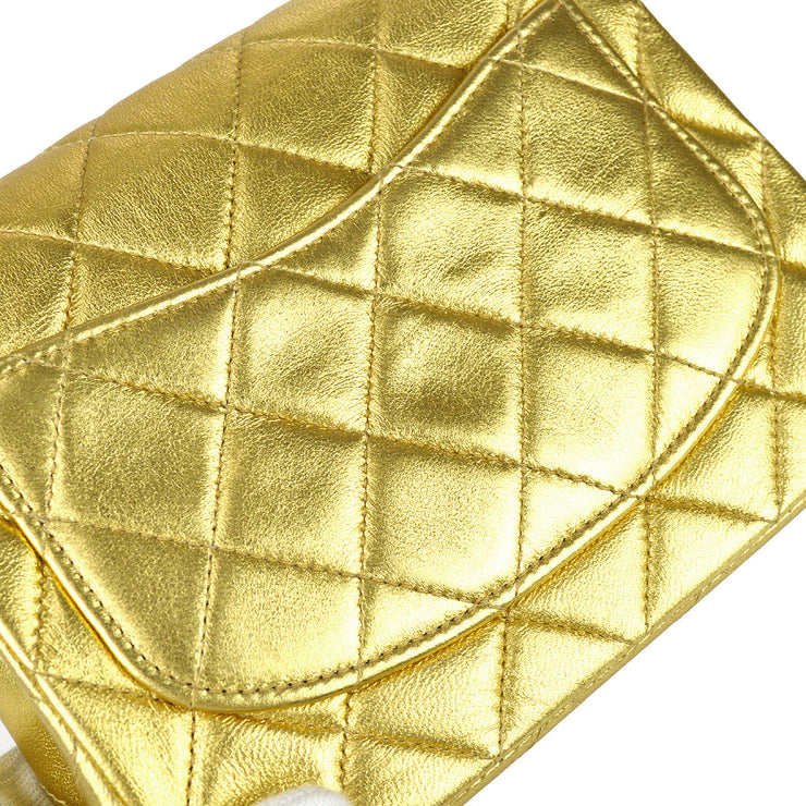 Chanel 2001-2003 Gold Lambskin Mini Classic Square Flap Shoulder Bag 17