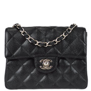 Chanel 2003-2004 Black Caviar Mini Classic Square Flap Bag 17 SHW