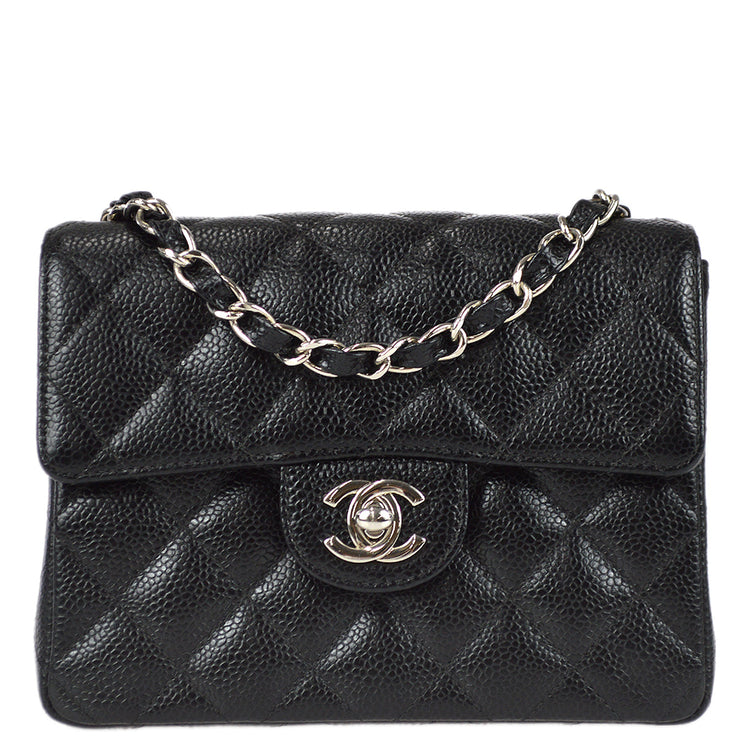 Chanel 2003-2004 Black Caviar Mini Classic Square Flap Bag 17 SHW – AMORE  Vintage Tokyo