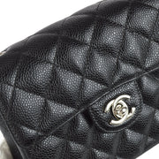 Chanel 2003-2004 Black Caviar Mini Classic Square Flap Bag 17 SHW