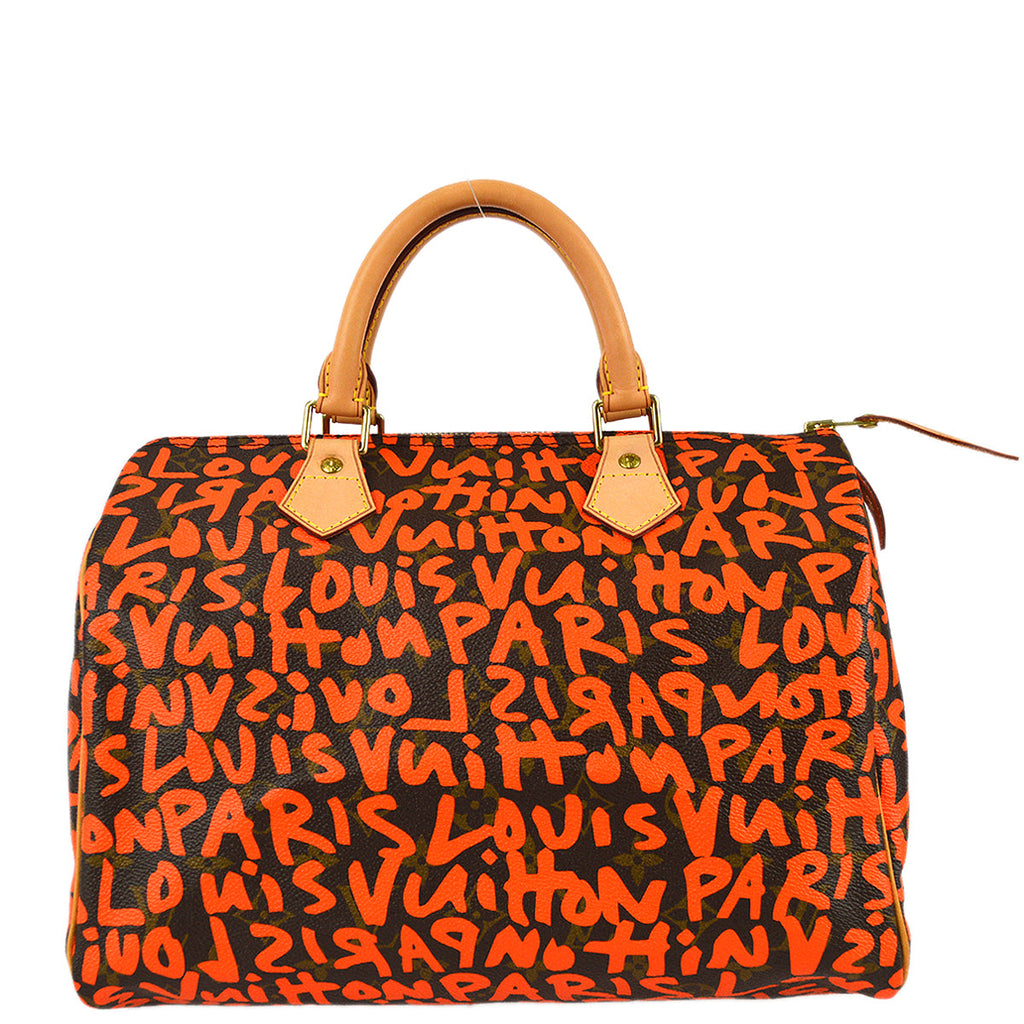 Louis Vuitton Orange Monogram Graffiti Speedy 30 Handbag M93705 AA0049  28651