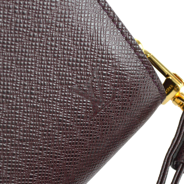 Louis Vuitton Baikal Clutch Handbag Taiga Acajou Purple M30186 Vi1929