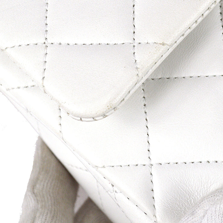Chanel 1994-1996 White Lambskin Medium Classic Double Flap Bag