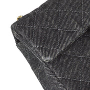 Chanel 1997-1999 Black Denim Mini Classic Square Flap Shoulder Bag 17