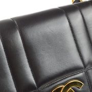 Chanel 1994-1996 Black Lambskin Jumbo Vertical Stitch Classic Flap Bag