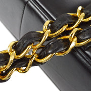 Chanel 1994-1996 Black Lambskin Jumbo Vertical Stitch Classic Flap Bag