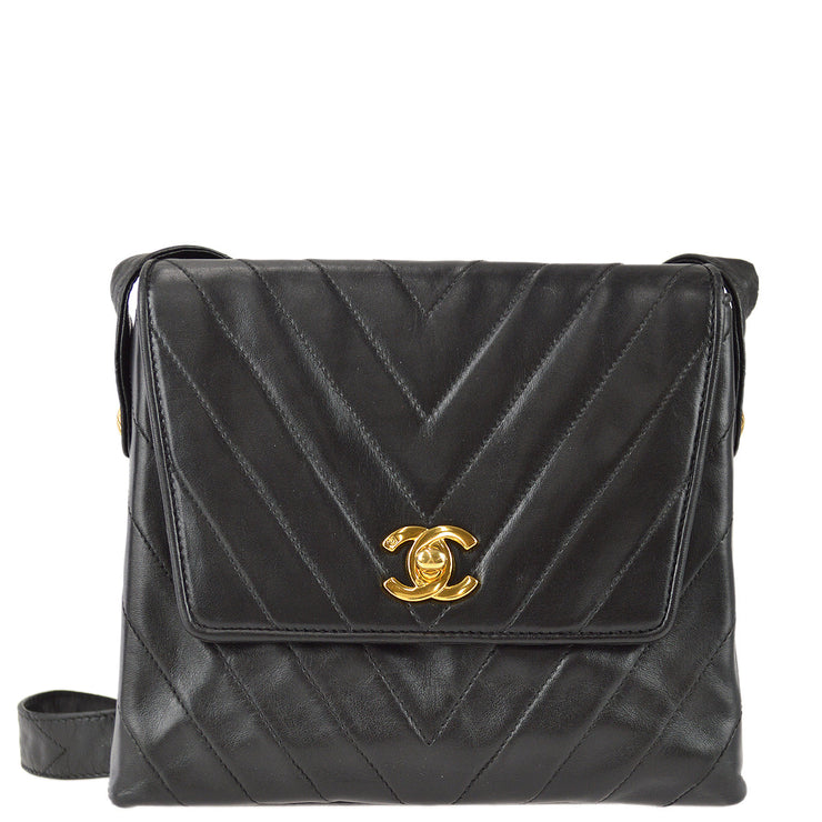 Chanel Black Lambskin V Stitch Shoulder Bag – AMORE Vintage Tokyo