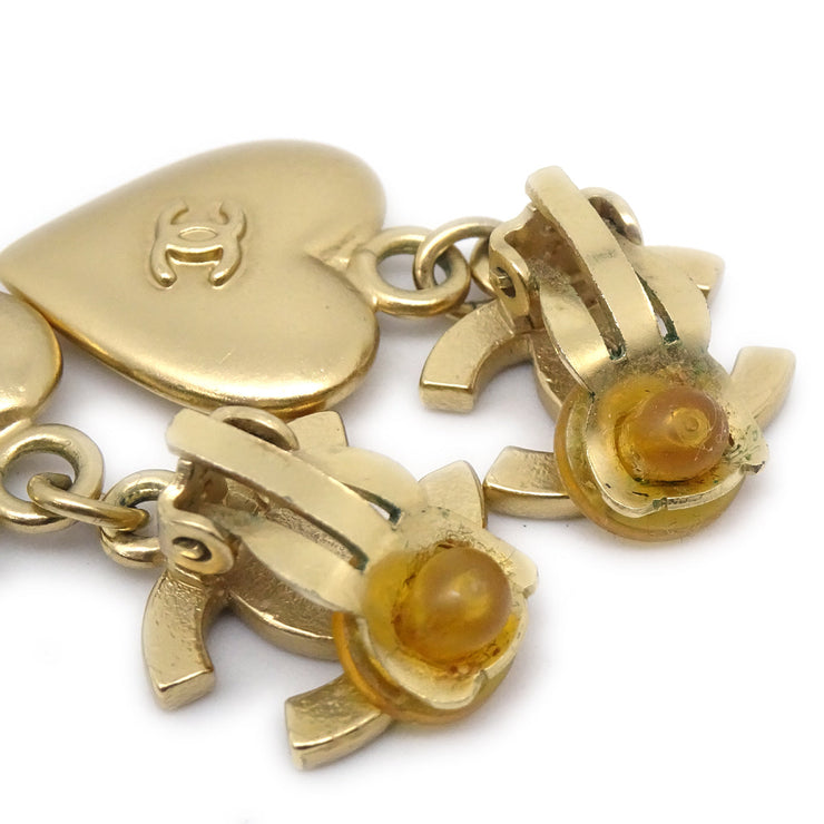 Chanel Heart Dangle Earrings Clip-On Gold Rhinestone 02P – AMORE Vintage  Tokyo