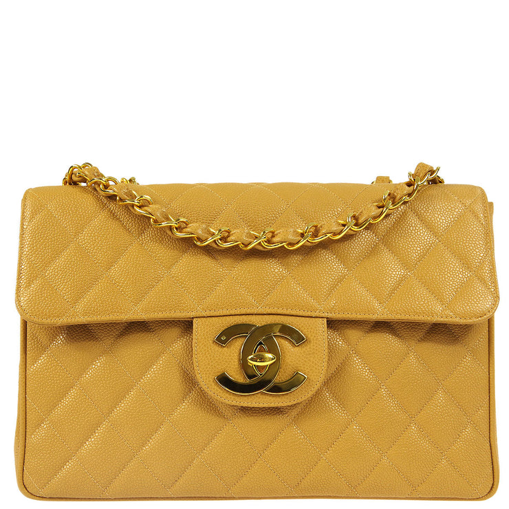 Chanel * 1994-1996 Beige Caviar Jumbo Classic Flap Bag – AMORE