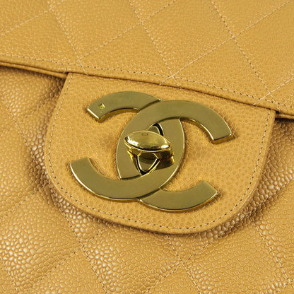 Chanel * 1994-1996 Beige Caviar Jumbo Classic Flap Bag