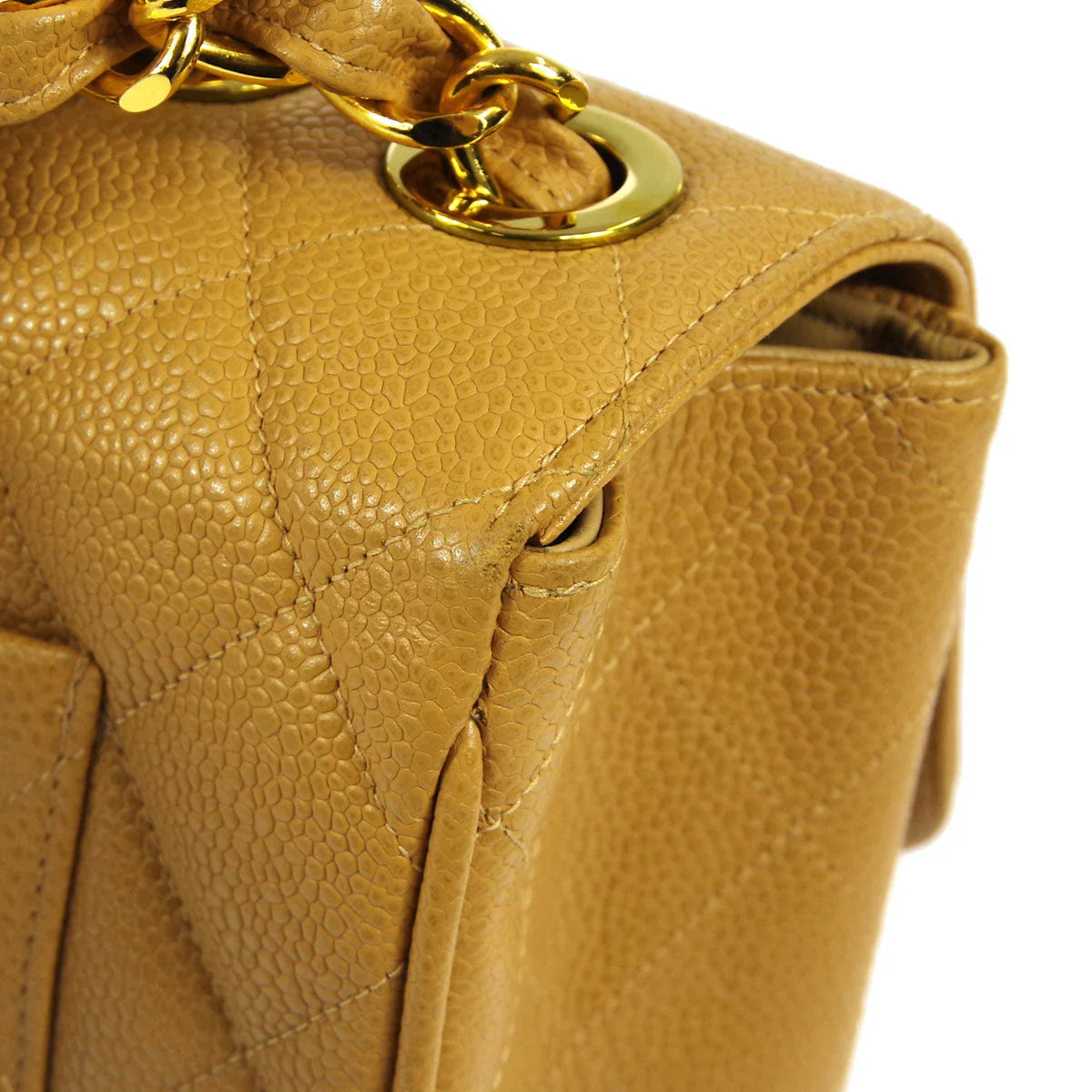 Chanel * 1994-1996 Beige Caviar Jumbo Classic Flap Bag
