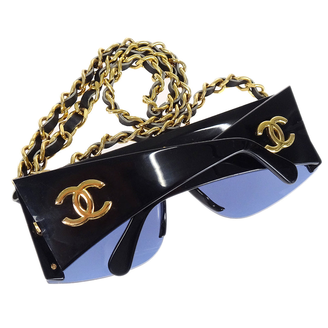 Chanel shield sunglasses gold best sale