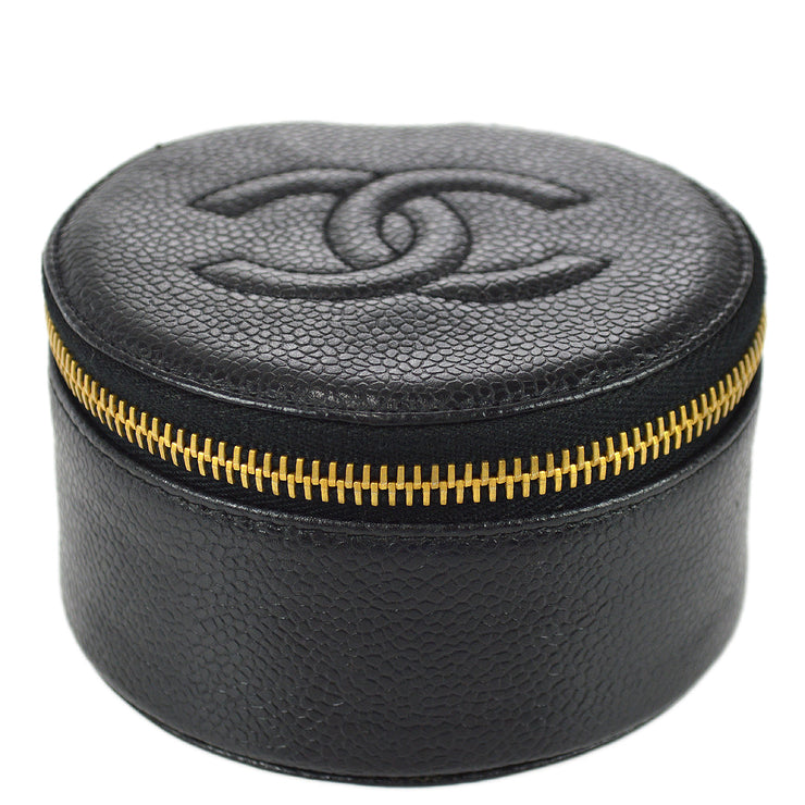Chanel 1994-1996 Black Caviar Jewelry Case Pouch