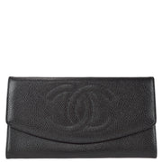 Chanel 1997-1999 Black Caviar Timeless Long Wallet
