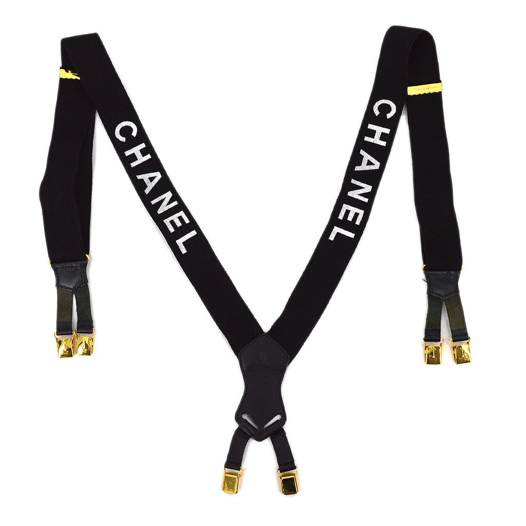 CHANEL, Accessories, Chanel Vintage Suspenders Vip In Black With Gold  With Mini Chanel Box New