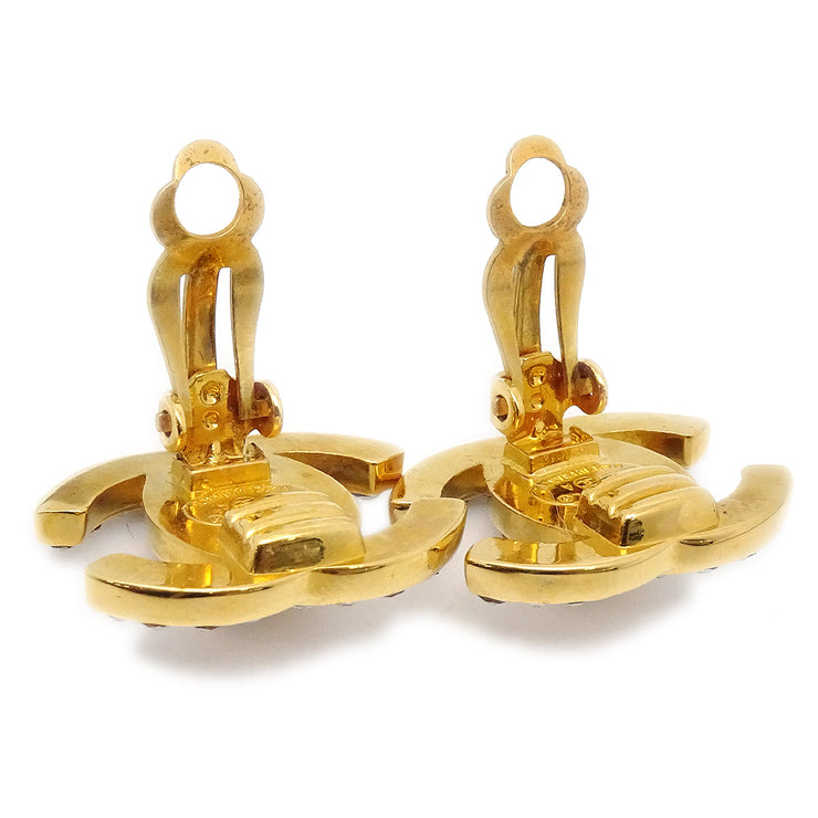 Chanel Rhinestone Turnlock Earrings Clip-On Small 96A