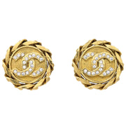 Chanel Rhinestone Earrings Clip-On Gold 23