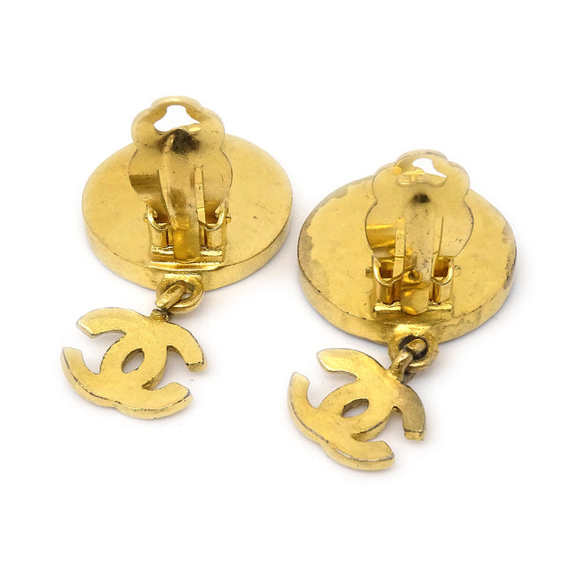 Chanel Vintage Mini Gold Square CC Logo Stud Earrings