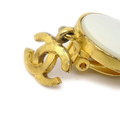 Chanel 1995 Mother of Pearl CC Earrings Clip-On