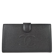 Chanel 2004-2005 Black Caviar Timeless Long Wallet