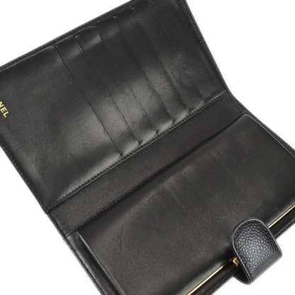 Chanel 2004-2005 Black Caviar Timeless Long Wallet