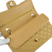 Chanel 2001-2003 Beige Lambskin Medium Classic Double Flap Shoulder Bag