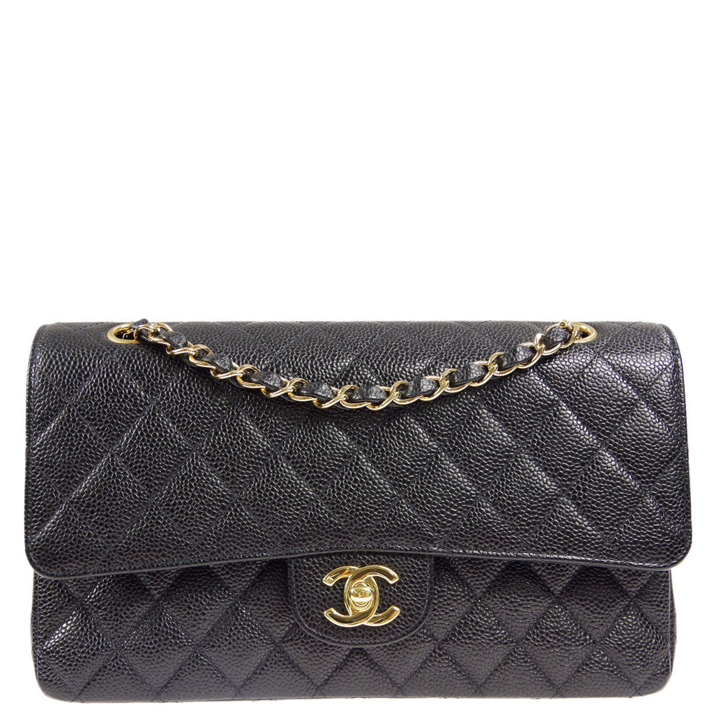 Chanel * Black Lambskin Medium Classic Double Flap Shoulder Bag