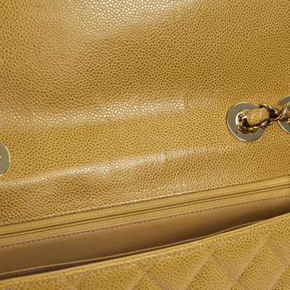 Chanel 2001-2003 * Beige Caviar Jumbo Classic Flap Shoulder Bag