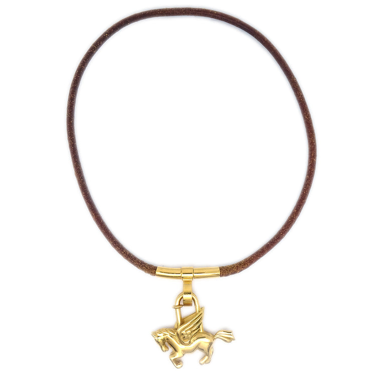 Hermes 1993 "Le cheval" Pegasus Cadena Pendant Necklace