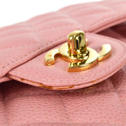 Chanel 2003-2004  Pink Caviar Medium Classic Double Flap Shoulder Bag