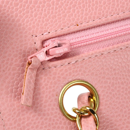 Chanel 2003-2004  Pink Caviar Medium Classic Double Flap Shoulder Bag