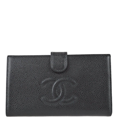 Chanel 2001-2003  Black Caviar Long Wallet