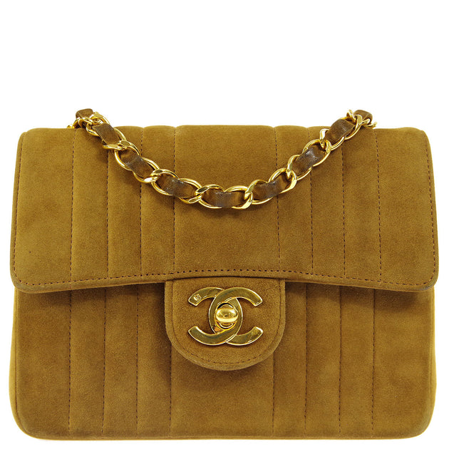 Chanel Leather Mini Yellow Double Flap Bag with Rhinestone