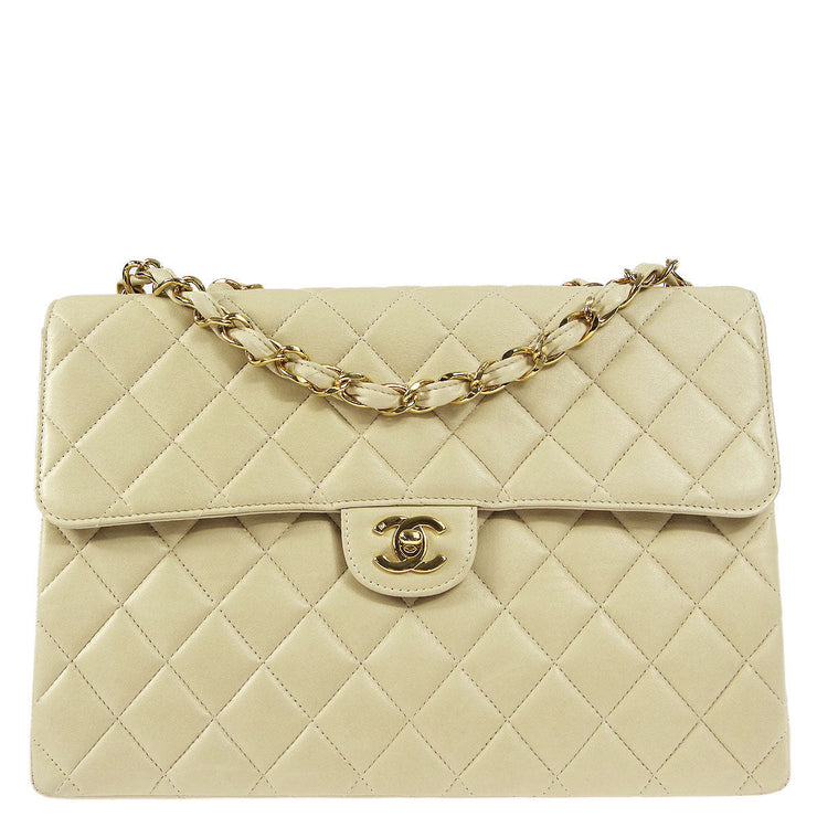 Chanel * Ivory Lambskin Jumbo Classic Flap Shoulder Bag – AMORE